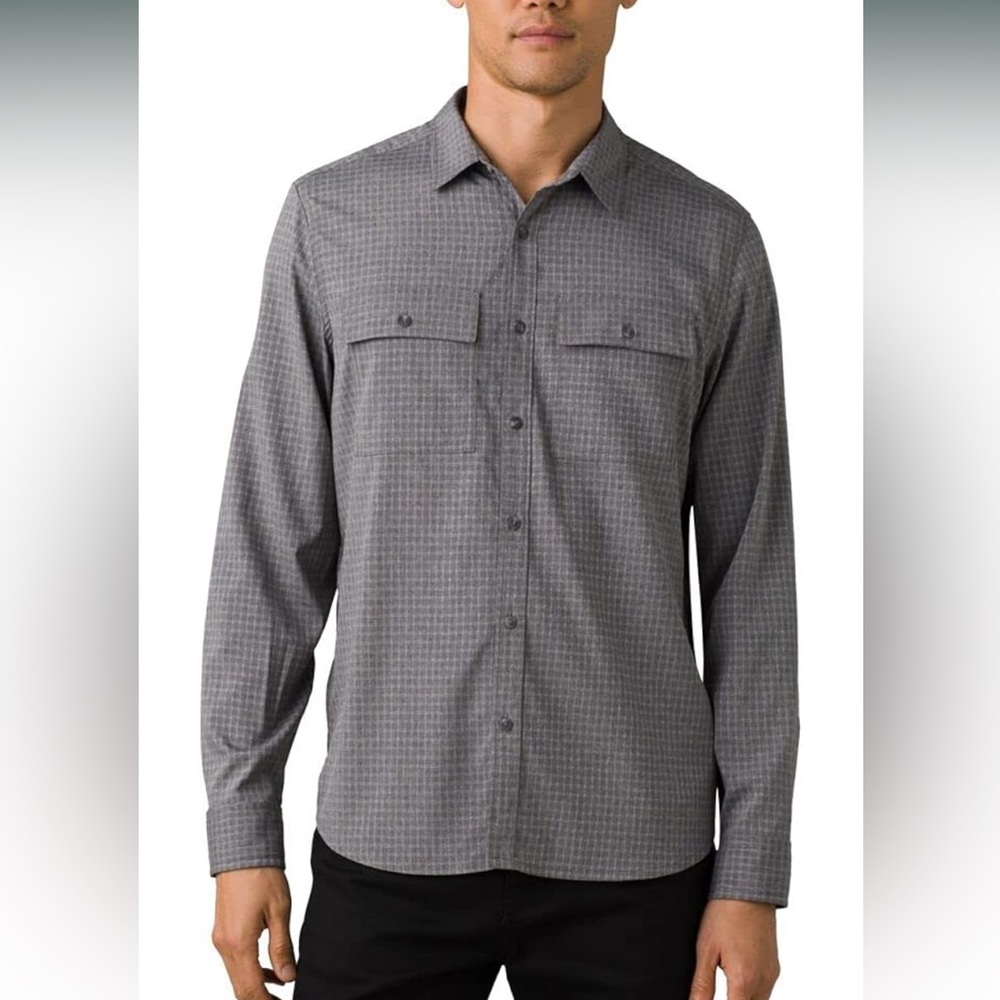 prAna Garvan Long-Sleeve Shirt  Charcoal sz XL